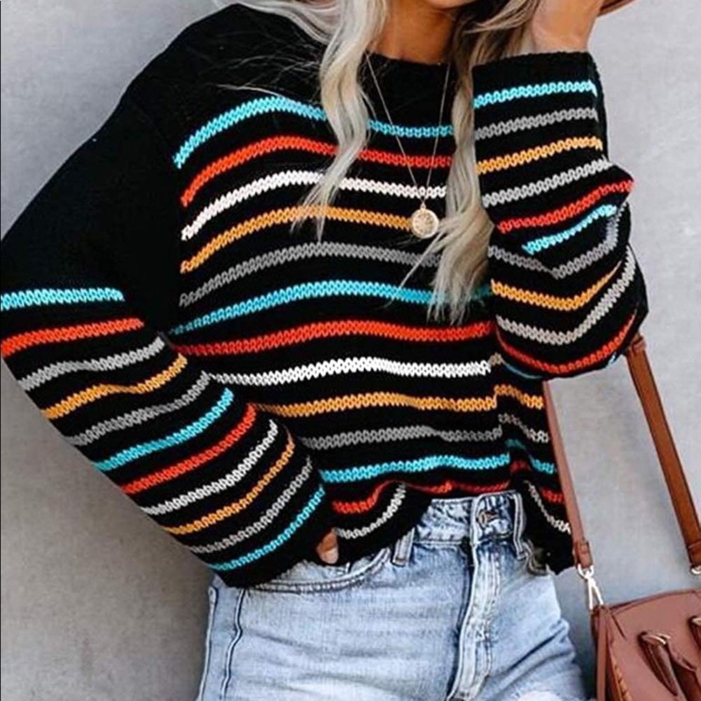 Bell Sleeve Stripped Sweater